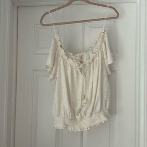 WE THE FREE white boho off the shoulder top size L